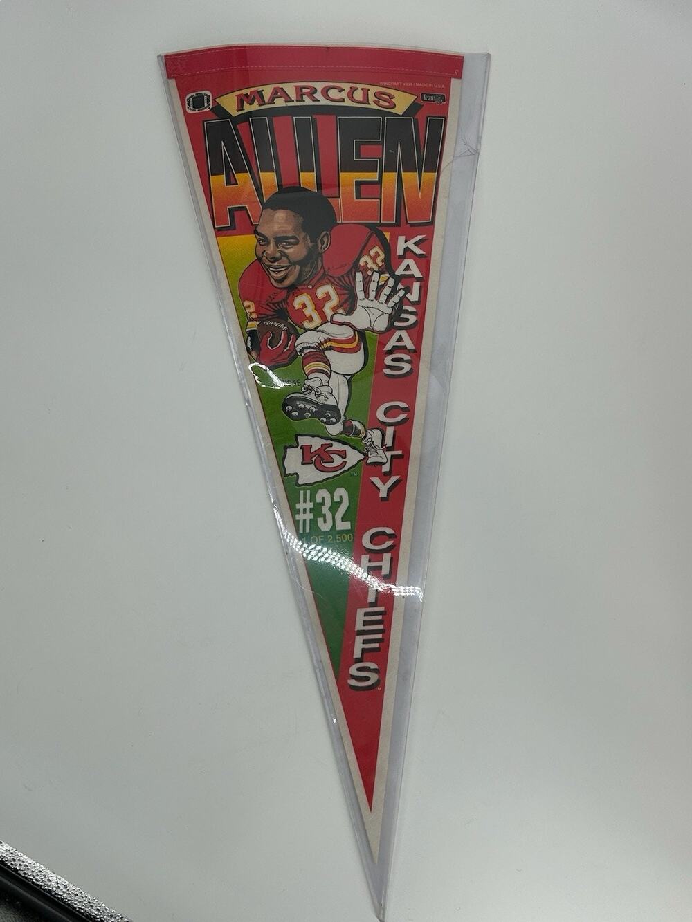 Vintage Marcus Allen #32 Kansas City Chiefs NFL Football Full Size 30" Pennant